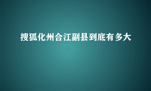搜狐化州合江副县到底有多大