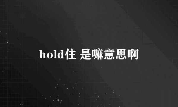 hold住 是嘛意思啊