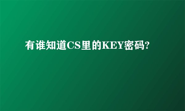 有谁知道CS里的KEY密码?