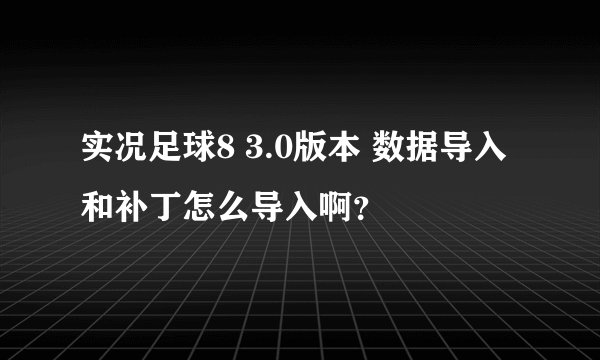 实况足球8 3.0版本 数据导入 和补丁怎么导入啊？