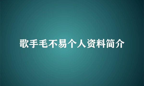 歌手毛不易个人资料简介