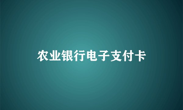 农业银行电子支付卡