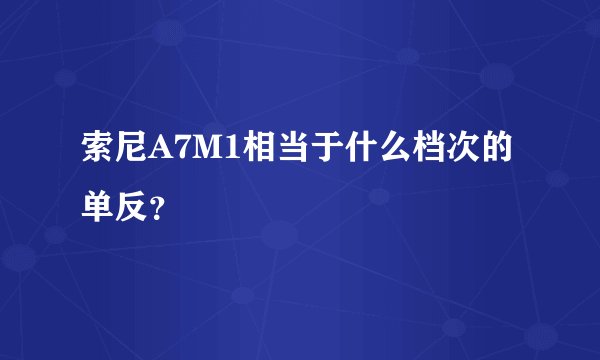 索尼A7M1相当于什么档次的单反？