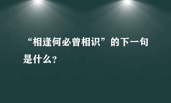 “相逢何必曾相识”的下一句是什么？
