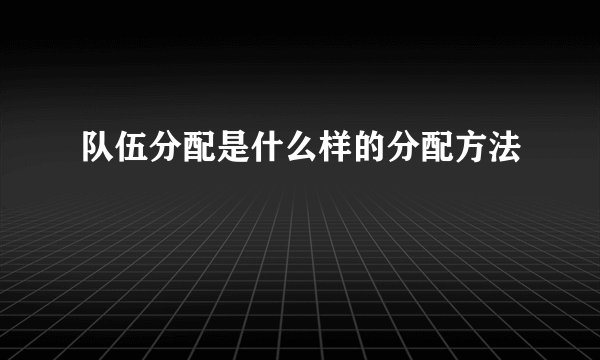 队伍分配是什么样的分配方法