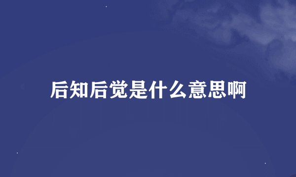 后知后觉是什么意思啊