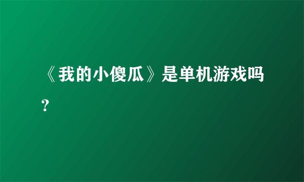 《我的小傻瓜》是单机游戏吗？