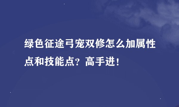 绿色征途弓宠双修怎么加属性点和技能点？高手进！