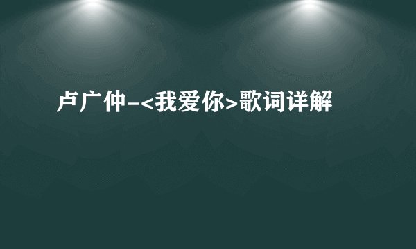 卢广仲-<我爱你>歌词详解