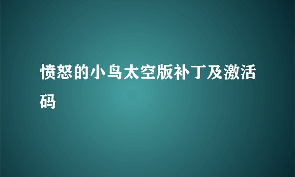 愤怒的小鸟太空版补丁及激活码
