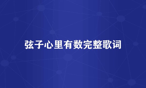 弦子心里有数完整歌词
