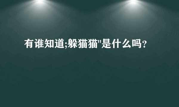 有谁知道;躲猫猫
