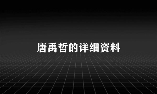 唐禹哲的详细资料
