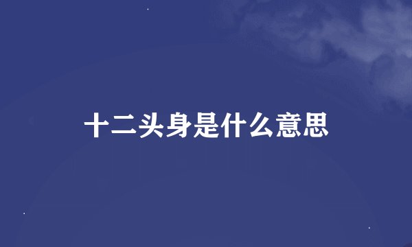 十二头身是什么意思