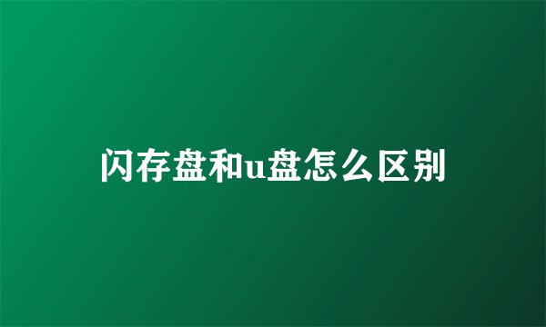 闪存盘和u盘怎么区别