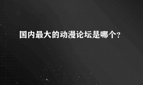 国内最大的动漫论坛是哪个？