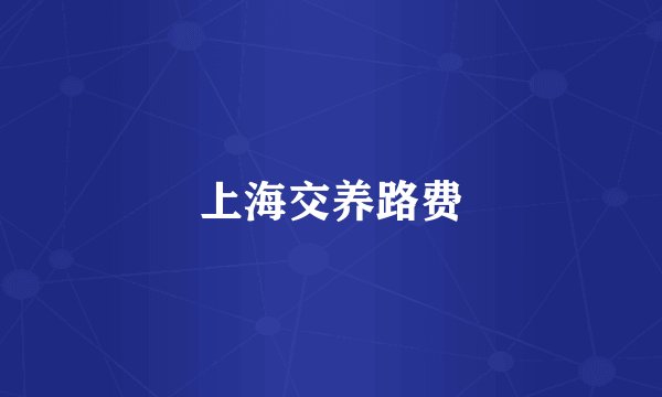 上海交养路费