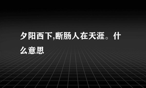 夕阳西下,断肠人在天涯。什么意思