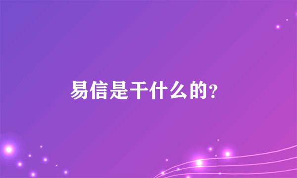 易信是干什么的？
