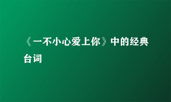 《一不小心爱上你》中的经典台词