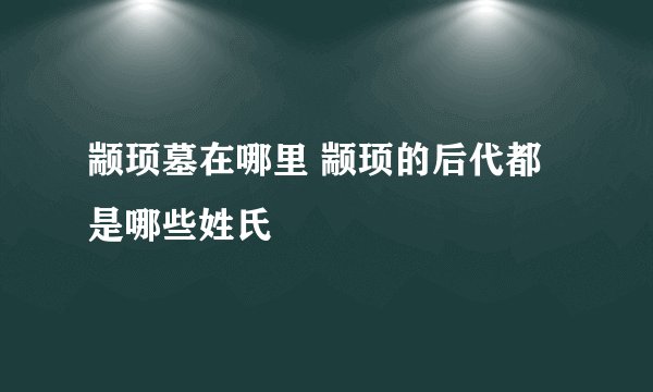 颛顼墓在哪里 颛顼的后代都是哪些姓氏