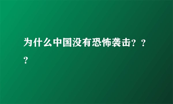 为什么中国没有恐怖袭击？？？