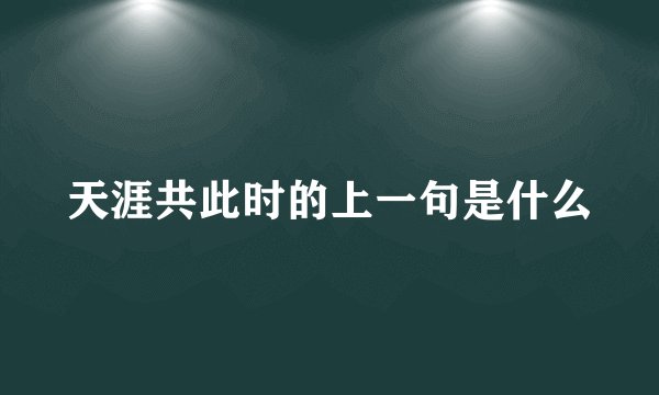 天涯共此时的上一句是什么