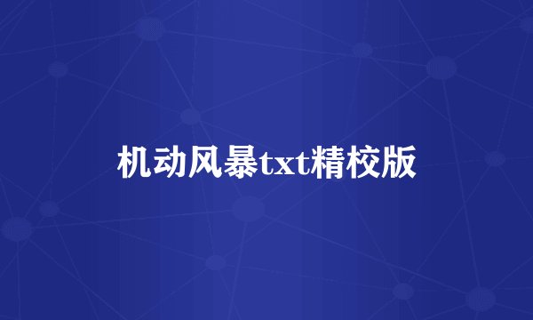 机动风暴txt精校版
