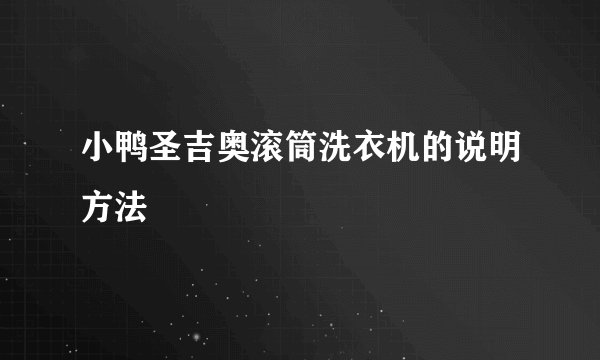 小鸭圣吉奥滚筒洗衣机的说明方法