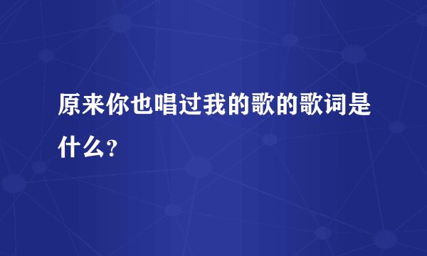 原来你也唱过我的歌的歌词是什么？