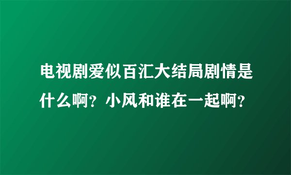 电视剧爱似百汇大结局剧情是什么啊？小风和谁在一起啊？