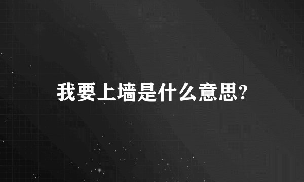 我要上墙是什么意思?
