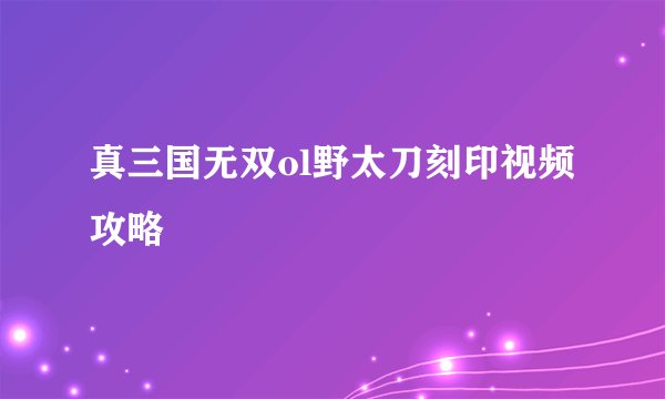 真三国无双ol野太刀刻印视频攻略