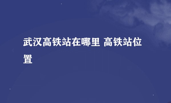 武汉高铁站在哪里 高铁站位置