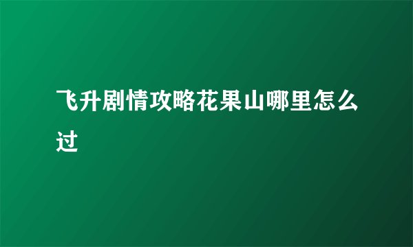 飞升剧情攻略花果山哪里怎么过