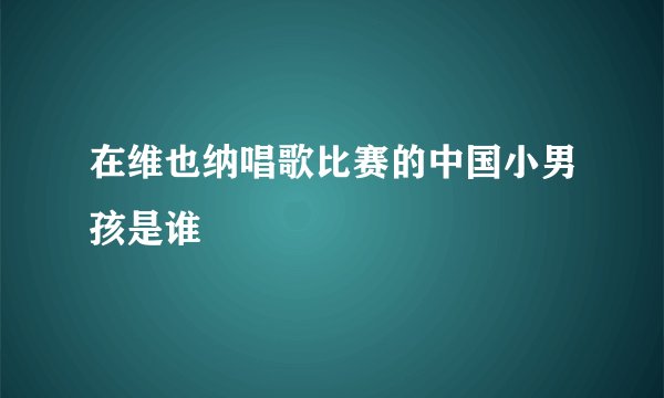 在维也纳唱歌比赛的中国小男孩是谁