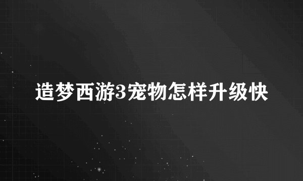 造梦西游3宠物怎样升级快
