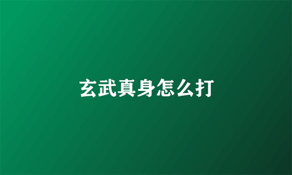 玄武真身怎么打