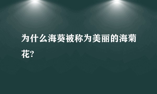 为什么海葵被称为美丽的海菊花?