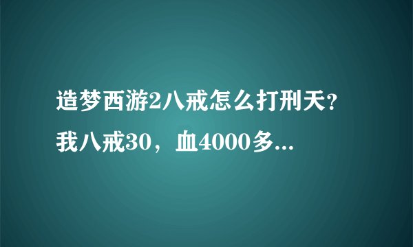 造梦西游2八戒怎么打刑天？我八戒30，血4000多，魔1700多。有三生，金刚，天煞，苍生，白霜，魔童。