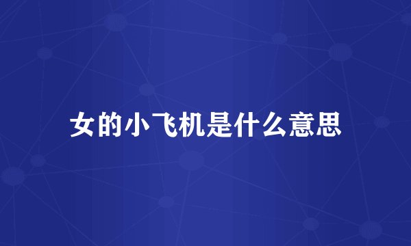 女的小飞机是什么意思