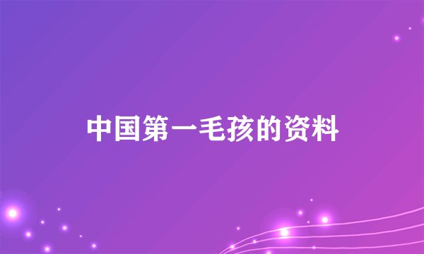 中国第一毛孩的资料