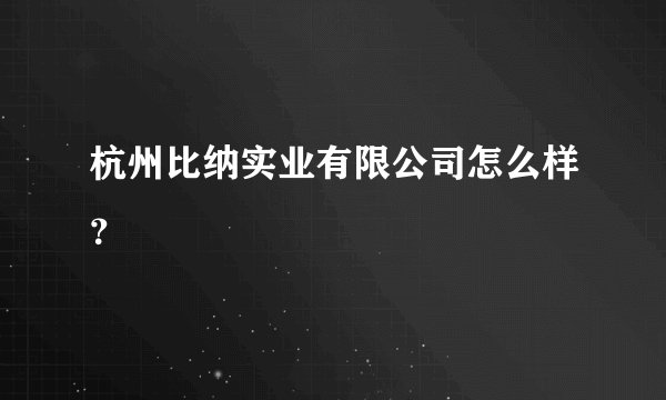 杭州比纳实业有限公司怎么样？