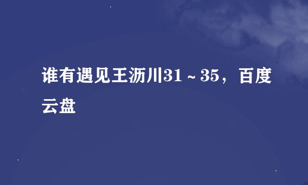 谁有遇见王沥川31～35，百度云盘