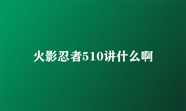 火影忍者510讲什么啊