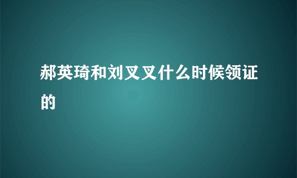 郝英琦和刘叉叉什么时候领证的