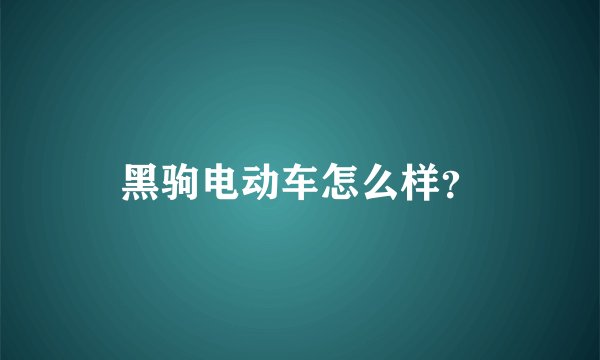 黑驹电动车怎么样？