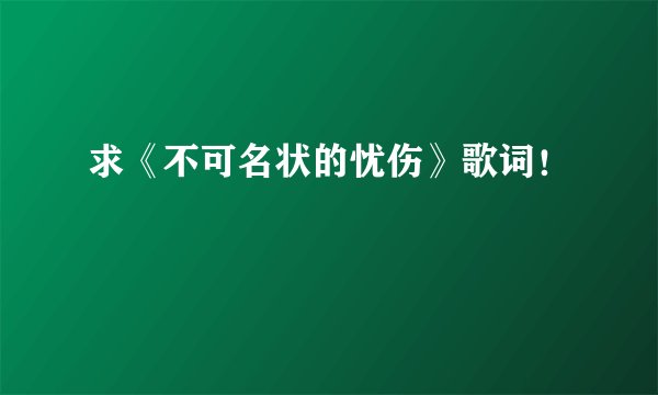 求《不可名状的忧伤》歌词！