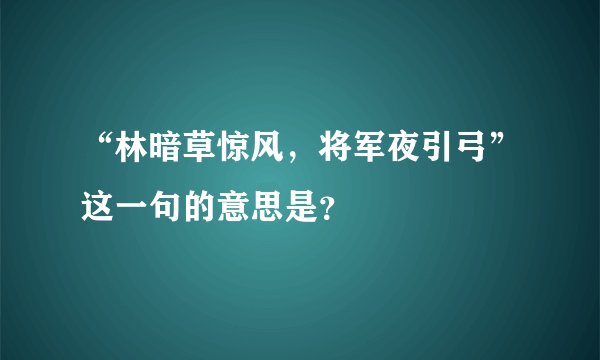 “林暗草惊风，将军夜引弓”这一句的意思是？