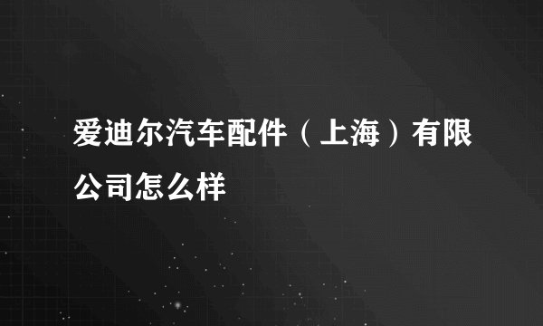 爱迪尔汽车配件（上海）有限公司怎么样